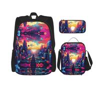 WZYCWB Magnifique cartable de ville + trousse + sac à déjeuner - Sac à dos combiné pour les trajets quotidiens