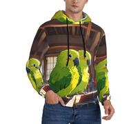 WZYCWB Magnifique sweat à capuche ample à motif perroquet pour homme, manches longues, cordon de serrage, veste de sport, Noir/blanc, S