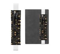 WZYCWB Marque-page réglable à carreaux noirs et dorés, porte-stylo en cuir, parfait pour la rentrée scolaire, cadeau de Noël, marque-page en cuir, porte-stylo