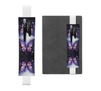 WZYCWB Marque-page réglable en cuir avec papillon et fleurs violettes, parfait pour la rentrée scolaire, cadeau de Noël, marque-page en cuir, porte-stylo