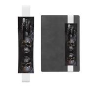 WZYCWB Marque-page réglable en cuir avec tête de mort de couleur cuivre, parfait pour la rentrée scolaire, cadeau de Noël, marque-page en cuir, porte-stylo