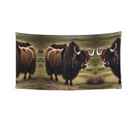 WZYCWB Mighty Highland Yak Drapeau à suspendre pour décoration d'événement et de fête, 70 x 35 cm, bannière à suspendre pour intérieur et extérieur