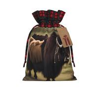 WZYCWB Mighty Highland Yak Sacs cadeaux de Noël en toile de jute avec cordon de serrage pour fournitures de fête de Noël, sacs de décoration, 21 x 30 cm