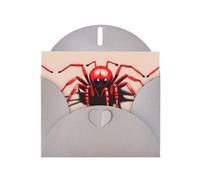 WZYCWB Mignon petite araignée rouge imprimée gris nacré cartes de vacances en papier 15,2 x 10,2 cm - Avec enveloppes pour anniversaires, mariages et condoléances