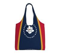 WZYCWB Mississippi State Flag Sac en toile imprimé à une seule épaule, sac en toile tendance, adapté pour les voyages quotidiens et le shopping, noir, taille unique