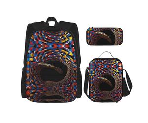 WZYCWB Mobius Strip Campus Life Lot de 3 sacs à dos d'écolier + trousse + sac à déjeuner pour répondre à tous les besoins quotidiens des étudiants
