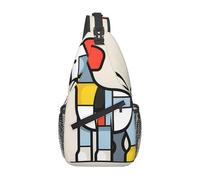 WZYCWB Mondrian abstractionisme petit animal sac à bandoulière multifonctionnel sac à dos de voyage, adapté pour la randonnée décontractée, unisexe, sac à dos de voyage pratique, noir, taille unique