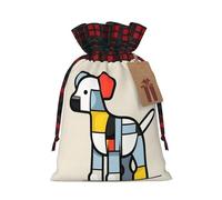 WZYCWB Mondrian Sac cadeau de Noël abstractionnisme pour petits animaux pour décorations de fête de Noël, 21 x 30 cm, sacs cadeaux en toile de jute avec cordon de serrage