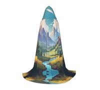 WZYCWB Montagnes sous des nuages blancs imprimée L cape de magicien, costume de fête à thème, cape de cosplay pour adultes et adolescents, tailles S, M, L