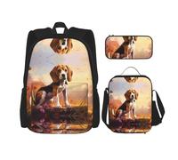 WZYCWB Nerdy Beagle Sac d'écolier + trousse + sac à déjeuner pour les trajets quotidiens