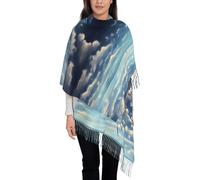 WZYCWB Nuages blancs sur la mer imprimé châle à pompons pour femme, un accessoire de mode idéal pour votre petite amie, mère, meilleure amie.