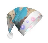 WZYCWB Oasis in the desert Chapeaux de Père Noël pour adultes, cadeaux de fête de Nouvel An, cadeaux de Noël, chapeaux de Père Noël unisexe avec lumière LED