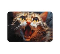 WZYCWB Paillasson de bienvenue imprimé tête de chat à bouche ouverte 40,6 x 61 cm tapis de sol salle de bain salon balcon entrée paillasson