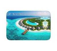 WZYCWB Paillasson d'hiver lavable motif paysage des Maldives - 40 x 60 cm - Résistant à la poussière - Tapis de sol absorbant pour porte avant et arrière