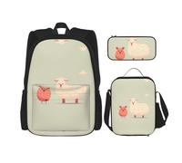 WZYCWB Paire de sacs d'école avec motif animaux + trousse + sac à déjeuner pour tous les jours
