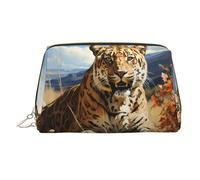 WZYCWB Panda Cubs in The Forest Trousse à maquillage en cuir imprimé pour femme - Élégant et doux, durable, Léopard à la recherche d'une proie, Taille unique