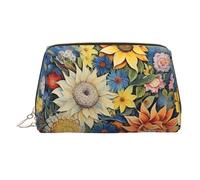 WZYCWB Panda Cubs in The Forest Trousse à maquillage en cuir imprimé pour femme - Élégant et doux, durable, Huile sur Toile Tournesol, Taille unique