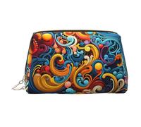 WZYCWB Panda Cubs in The Forest Trousse à maquillage en cuir imprimé pour femme - Élégant et doux, durable, Rayures multicolores, Taille unique