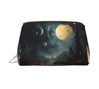 WZYCWB Panda Cubs in The Forest Trousse à maquillage en cuir imprimé pour femme - Élégant et doux, durable, Lune, étoiles et planètes, Taille unique