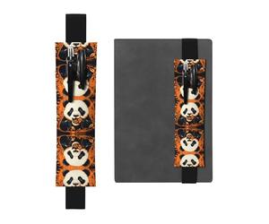 WZYCWB Panda Eating Food Imprimé Grande Capacité PVC Pen Holder + Creative Diary Pen Bag Set avec élastique Design antidérapant