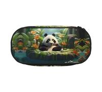 WZYCWB Panda in The Pool Trousse à crayons de grande capacité - Boîte de rangement multifonctionnelle, portable et durable pour fournitures scolaires et de bureau, Noir , Taille unique, Trousse de