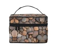 WZYCWB Pebbles in the beach Grande trousse de maquillage pour femme, trousse de maquillage portable de grande capacité, sac de rangement pour filles, noir, taille unique, noir, taille unique, Noir