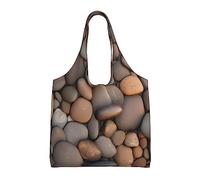 WZYCWB Pebbles in the beach Sac en toile imprimé à une seule épaule, sac en toile tendance, adapté pour les voyages quotidiens et le shopping