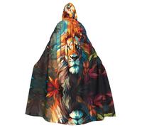 WZYCWB Peinture à l'huile d'un lion - Cape de bal à motifs - Robe de magicien pour adulte - Costume de bal masqué - Robe de fête sur le thème du carnaval