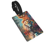 WZYCWB Peinture à l'huile d'un lion étiquettes de bagage - Accessoires de voyage en avion, sac à dos et étiquettes de bagages