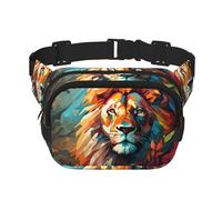 WZYCWB Peinture à l'huile d'un lion sac banane sport, sac à bandoulière tendance et tendance, petit sac de voyage léger