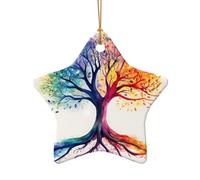 WZYCWB Pendentif en céramique coloré en forme d'étoile en forme d'arbre de vie, parfait pour décorer votre arbre de Noël pour les fêtes d'hiver, taille unique, Céramique