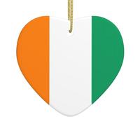 WZYCWB Pendentif en céramique en forme de cœur, 7,6 x 6,9 cm, souvenir de Noël, ajouter une atmosphère d'arbre de Noël, décoration de l'atmosphère, drapeau de la Côte d'Ivoire