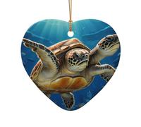 WZYCWB Pendentif en céramique en forme de cœur à deux têtes de tortue, parfait pour décorer votre arbre de Noël pour les fêtes d'hiver