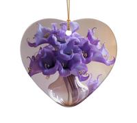 WZYCWB Pendentif en céramique en forme de cœur avec motif bouquet violet, parfait pour décorer votre arbre de Noël pour les fêtes d'hiver