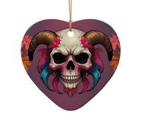 WZYCWB Pendentif en céramique en forme de cœur avec motif d'araignée, crâne, mouton, parfait pour décorer votre arbre de Noël pour les fêtes d'hiver