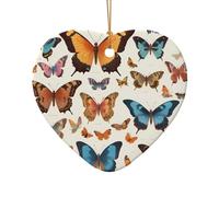 WZYCWB Pendentif en céramique en forme de cœur avec motif groupe de papillons, parfait pour décorer votre arbre de Noël pour les fêtes d'hiver