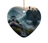 WZYCWB Pendentif en céramique en forme de cœur avec motif soldats sur la falaise, parfait pour décorer votre arbre de Noël pour les fêtes d'hiver