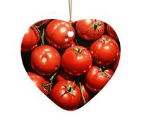 WZYCWB Pendentif en céramique en forme de cœur avec peinture à l'huile de tomate, parfait pour décorer votre arbre de Noël pour les fêtes d'hiver