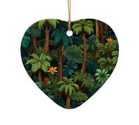 WZYCWB Pendentif en céramique en forme de cœur de la forêt tropicale, parfait pour décorer votre arbre de Noël pour les fêtes d'hiver