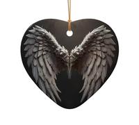 WZYCWB Pendentif en céramique en forme de cœur en forme d'ailes d'ange, parfait pour décorer votre arbre de Noël pour les fêtes d'hiver