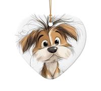 WZYCWB Pendentif en céramique en forme de cœur en forme de chiot griffonné, parfait pour décorer votre arbre de Noël pour les fêtes d'hiver