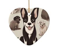WZYCWB Pendentif en céramique en forme de cœur en forme de chiot qui sort de la langue, parfait pour décorer votre arbre de Noël pour les fêtes d'hiver