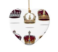 WZYCWB Pendentif en céramique en forme de cœur en forme de couronne anglaise, parfait pour décorer votre arbre de Noël pour les fêtes d'hiver