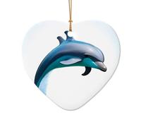 WZYCWB Pendentif en céramique en forme de cœur en forme de dauphin, parfait pour décorer votre arbre de Noël pour les fêtes d'hiver