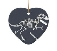 WZYCWB Pendentif en céramique en forme de cœur en forme de squelette de dinosaure, parfait pour décorer votre arbre de Noël pour les fêtes d'hiver