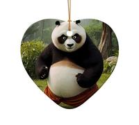 WZYCWB Pendentif en céramique en forme de cœur panda géant dans la jungle, parfait pour décorer votre arbre de Noël pour les fêtes d'hiver