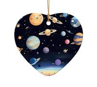 WZYCWB Pendentif en céramique en forme de cœur Saturne Jupiter Earth - Parfait pour décorer votre arbre de Noël pour les fêtes d'hiver