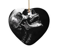 WZYCWB Pendentif en céramique en forme de tête de mort noir, parfait pour décorer votre arbre de Noël pour les fêtes d'hiver