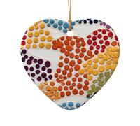 WZYCWB Pendentif en céramique en forme d'étoile à pois arc-en-ciel, parfait pour décorer votre arbre de Noël pour les fêtes d'hiver, taille unique, Céramique