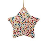 WZYCWB Pendentif en céramique en forme d'étoile à pois arc-en-ciel, parfait pour décorer votre arbre de Noël pour les fêtes d'hiver, taille unique, Céramique